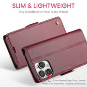For iPhone 16 Pro Max CaseMe 023 Butterfly Buckle Litchi Texture RFID Anti-theft Leather Phone Case(Red)