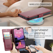 For iPhone 16 Pro Max CaseMe 023 Butterfly Buckle Litchi Texture RFID Anti-theft Leather Phone Case(Red)