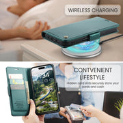 For iPhone 16 Pro Max CaseMe 023 Butterfly Buckle Litchi Texture RFID Anti-theft Leather Phone Case(Green)