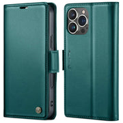 For iPhone 16 Pro Max CaseMe 023 Butterfly Buckle Litchi Texture RFID Anti-theft Leather Phone Case(Green)