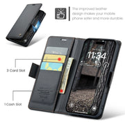 For iPhone 16 Pro Max CaseMe 023 Butterfly Buckle Litchi Texture RFID Anti-theft Leather Phone Case(Black)