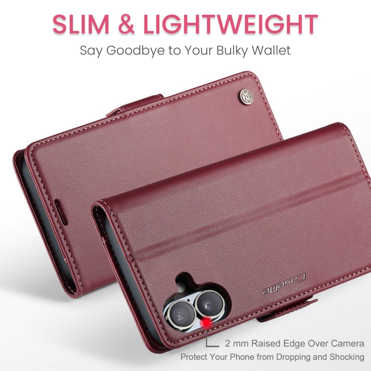 For iPhone 16 CaseMe 023 Butterfly Buckle Litchi Texture RFID Anti-theft Leather Phone Case(Red)