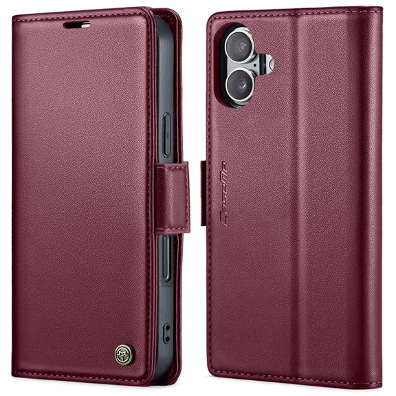 For iPhone 16 CaseMe 023 Butterfly Buckle Litchi Texture RFID Anti-theft Leather Phone Case(Red)