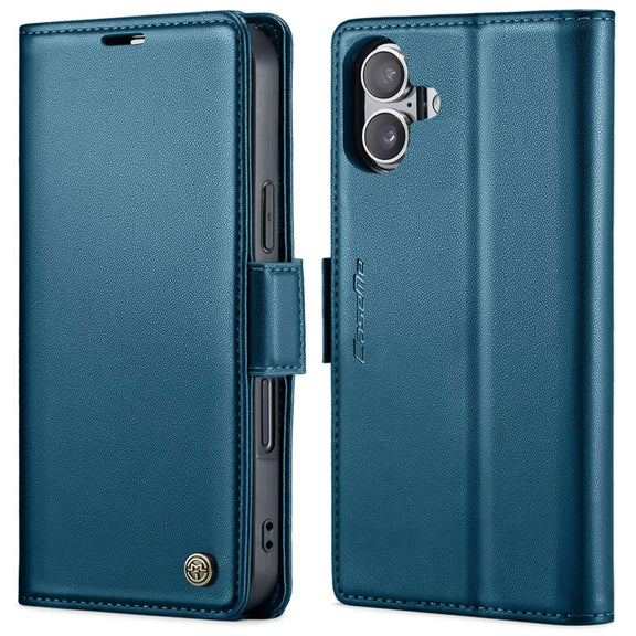 For iPhone 16 CaseMe 023 Butterfly Buckle Litchi Texture RFID Anti-theft Leather Phone Case(Blue)
