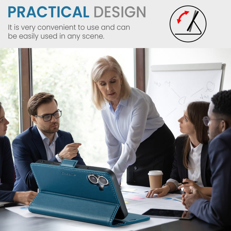 For iPhone 16 CaseMe 023 Butterfly Buckle Litchi Texture RFID Anti-theft Leather Phone Case(Blue) - free shipping - PMC Jewellery - Order now!