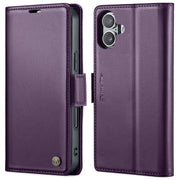 For iPhone 16 Plus CaseMe 023 Butterfly Buckle Litchi Texture RFID Anti-theft Leather Phone Case(Purple)