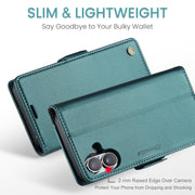 For iPhone 16 Plus CaseMe 023 Butterfly Buckle Litchi Texture RFID Anti-theft Leather Phone Case(Green)