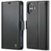 For iPhone 16 Plus CaseMe 023 Butterfly Buckle Litchi Texture RFID Anti-theft Leather Phone Case(Black)