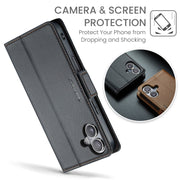 For iPhone 16 Plus CaseMe 023 Butterfly Buckle Litchi Texture RFID Anti-theft Leather Phone Case(Black)