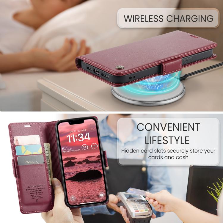 For iPhone 16e CaseMe 023 Butterfly Buckle Litchi Texture RFID Anti-theft Leather Phone Case(Red) - free shipping - PMC TechLife - Order now!