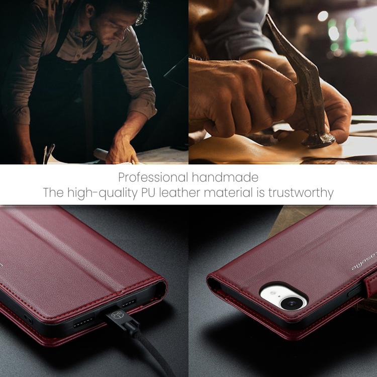 For iPhone 16e CaseMe 023 Butterfly Buckle Litchi Texture RFID Anti-theft Leather Phone Case(Red) - free shipping - PMC TechLife - Order now!
