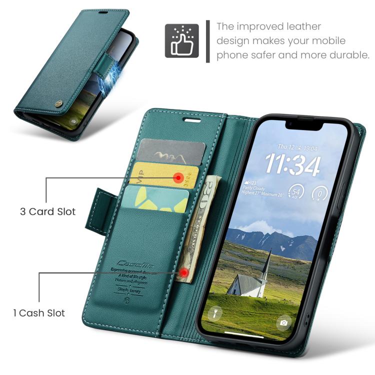 For iPhone 16e CaseMe 023 Butterfly Buckle Litchi Texture RFID Anti-theft Leather Phone Case(Green) - iPhone 16e Cases by CaseMe | Online Shopping South Africa | PMC TechLife | Buy Now Pay Later Mobicred