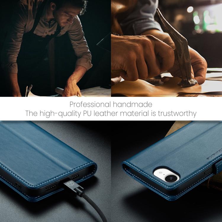 For iPhone 16e CaseMe 023 Butterfly Buckle Litchi Texture RFID Anti-theft Leather Phone Case(Blue) - iPhone 16e Cases by CaseMe | Online Shopping South Africa | PMC TechLife | Buy Now Pay Later Mobicred
