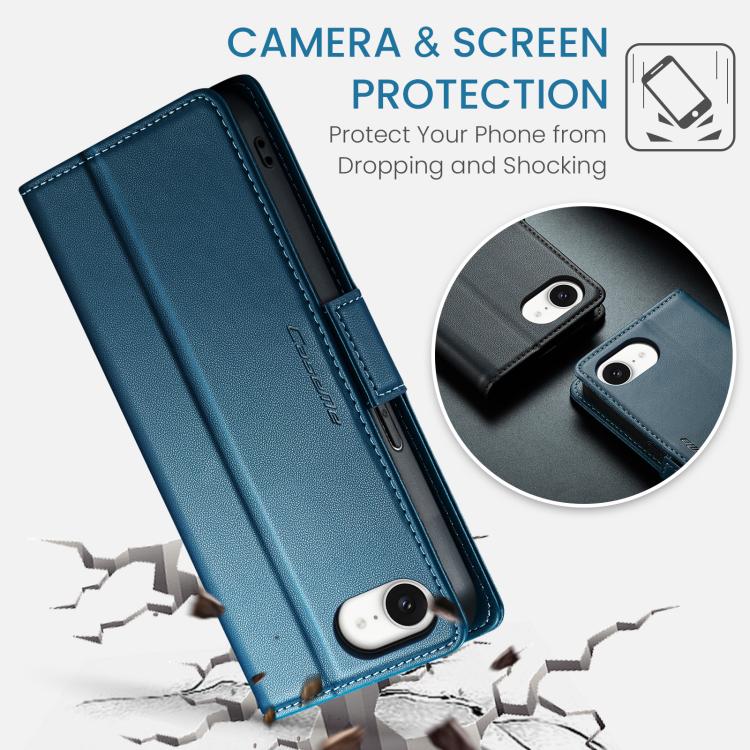 For iPhone 16e CaseMe 023 Butterfly Buckle Litchi Texture RFID Anti-theft Leather Phone Case(Blue) - iPhone 16e Cases by CaseMe | Online Shopping South Africa | PMC TechLife | Buy Now Pay Later Mobicred