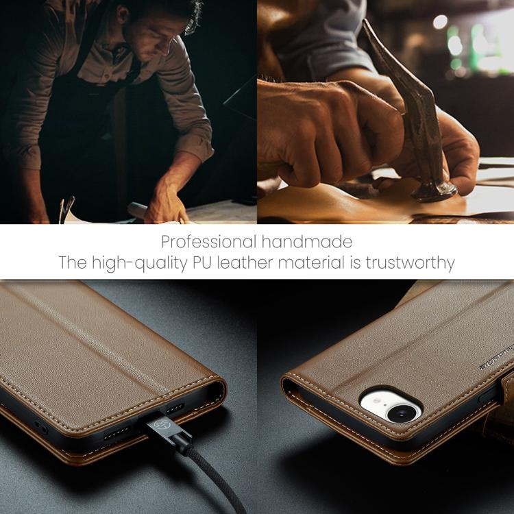 For iPhone 16e CaseMe 023 Butterfly Buckle Litchi Texture RFID Anti-theft Leather Phone Case(Brown) - iPhone 16e Cases by CaseMe | Online Shopping South Africa | PMC TechLife | Buy Now Pay Later Mobicred