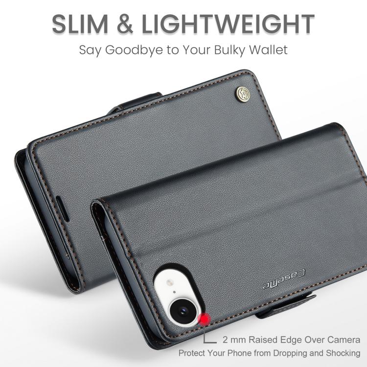 For iPhone 16e CaseMe 023 Butterfly Buckle Litchi Texture RFID Anti-theft Leather Phone Case(Black) - iPhone 16e Cases by CaseMe | Online Shopping South Africa | PMC TechLife | Buy Now Pay Later Mobicred