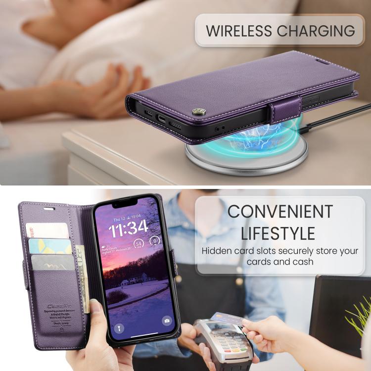 For iPhone 16e CaseMe 023 Butterfly Buckle Litchi Texture RFID Anti-theft Leather Phone Case(Purple) - iPhone 16e Cases by CaseMe | Online Shopping South Africa | PMC TechLife | Buy Now Pay Later Mobicred
