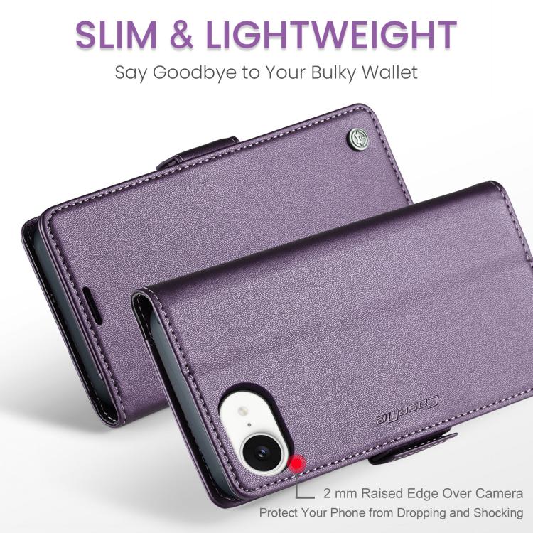For iPhone 16e CaseMe 023 Butterfly Buckle Litchi Texture RFID Anti-theft Leather Phone Case(Purple) - iPhone 16e Cases by CaseMe | Online Shopping South Africa | PMC TechLife | Buy Now Pay Later Mobicred