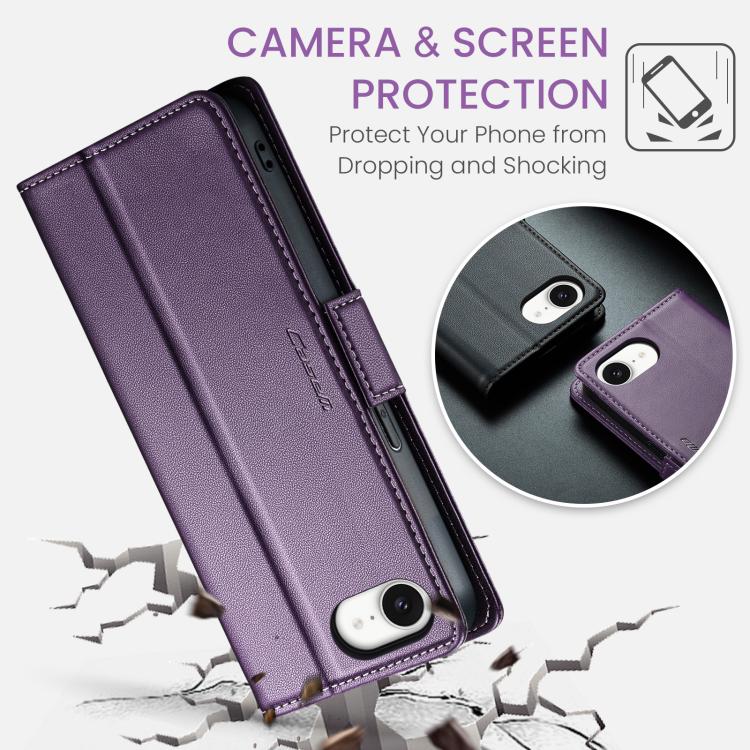 For iPhone 16e CaseMe 023 Butterfly Buckle Litchi Texture RFID Anti-theft Leather Phone Case(Purple) - iPhone 16e Cases by CaseMe | Online Shopping South Africa | PMC TechLife | Buy Now Pay Later Mobicred