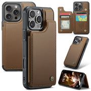For iPhone 16 Pro Max CaseMe C22 Card Slots Holder RFID Anti-theft Phone Case(Brown)