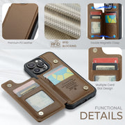For iPhone 16 Pro Max CaseMe C22 Card Slots Holder RFID Anti-theft Phone Case(Brown)