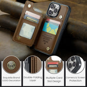 For iPhone 16 Pro Max CaseMe C22 Card Slots Holder RFID Anti-theft Phone Case(Brown)
