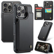For iPhone 16 Pro Max CaseMe C22 Card Slots Holder RFID Anti-theft Phone Case(Black)