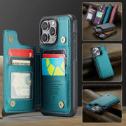 For iPhone 16 Pro Max CaseMe C22 Card Slots Holder RFID Anti-theft Phone Case(Green)