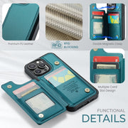 For iPhone 16 Pro Max CaseMe C22 Card Slots Holder RFID Anti-theft Phone Case(Green)