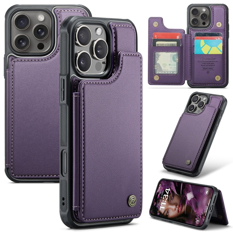 For iPhone 16 Pro Max CaseMe C22 Card Slots Holder RFID Anti-theft Phone Case(Purple) - free shipping - PMC Jewellery - Order now!
