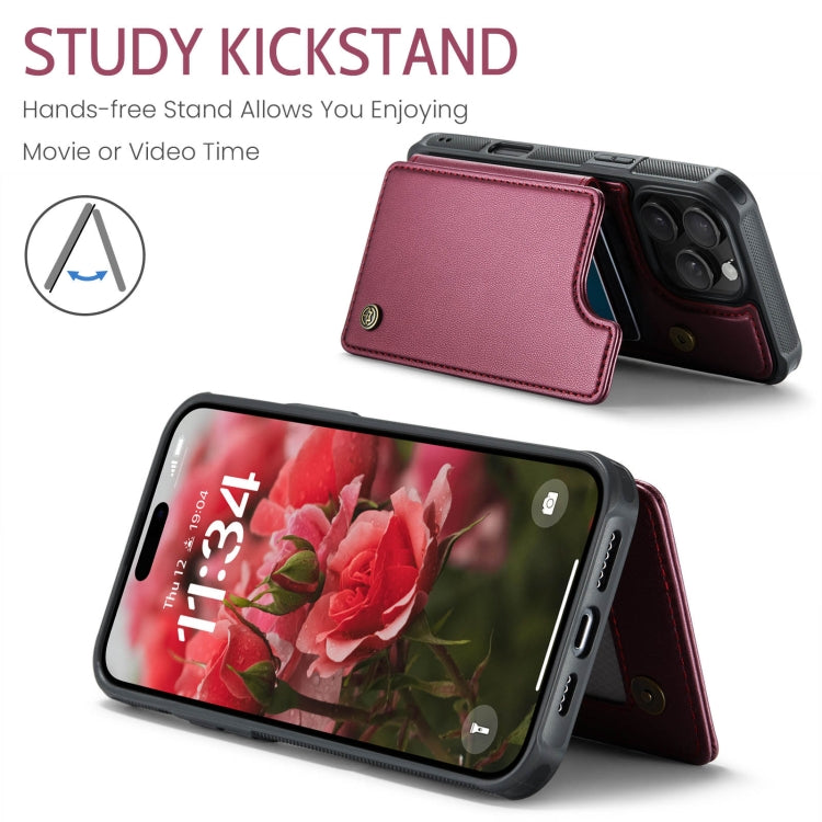 For iPhone 16 Pro Max CaseMe C22 Card Slots Holder RFID Anti-theft Phone Case(Red)
