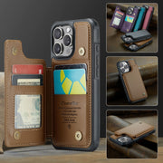 For iPhone 16 Pro CaseMe C22 Card Slots Holder RFID Anti-theft Phone Case(Brown)