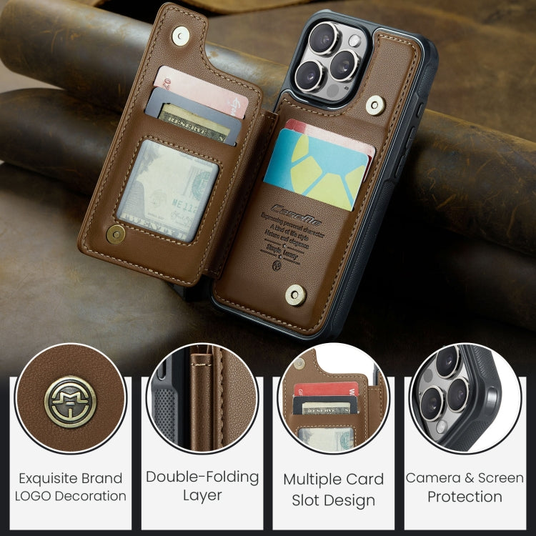 For iPhone 16 Pro CaseMe C22 Card Slots Holder RFID Anti-theft Phone Case(Brown) - free shipping - PMC TechLife - Order now!
