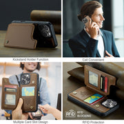 For iPhone 16 Pro CaseMe C22 Card Slots Holder RFID Anti-theft Phone Case(Brown)