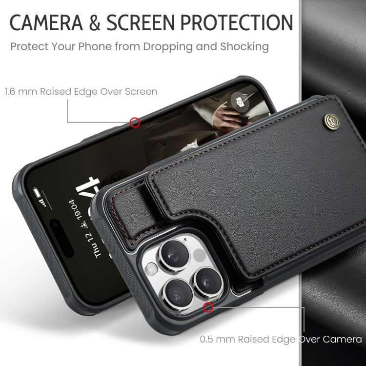 For iPhone 16 Pro CaseMe C22 Card Slots Holder RFID Anti-theft Phone Case(Black)