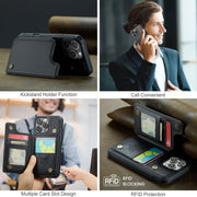 For iPhone 16 Pro CaseMe C22 Card Slots Holder RFID Anti-theft Phone Case(Black)