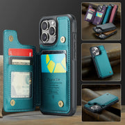 For iPhone 16 Pro CaseMe C22 Card Slots Holder RFID Anti-theft Phone Case(Green)