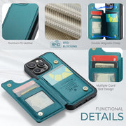 For iPhone 16 Pro CaseMe C22 Card Slots Holder RFID Anti-theft Phone Case(Green)