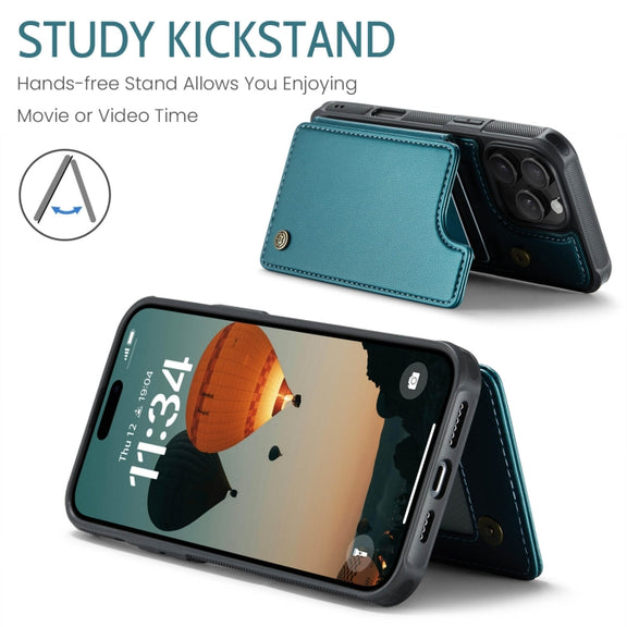 For iPhone 16 Pro CaseMe C22 Card Slots Holder RFID Anti-theft Phone Case(Green)