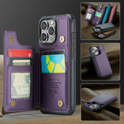 For iPhone 16 Pro CaseMe C22 Card Slots Holder RFID Anti-theft Phone Case(Purple)