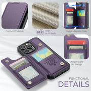 For iPhone 16 Pro CaseMe C22 Card Slots Holder RFID Anti-theft Phone Case(Purple)