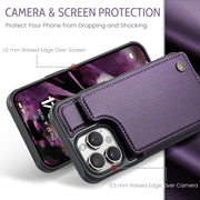 For iPhone 16 Pro CaseMe C22 Card Slots Holder RFID Anti-theft Phone Case(Purple)