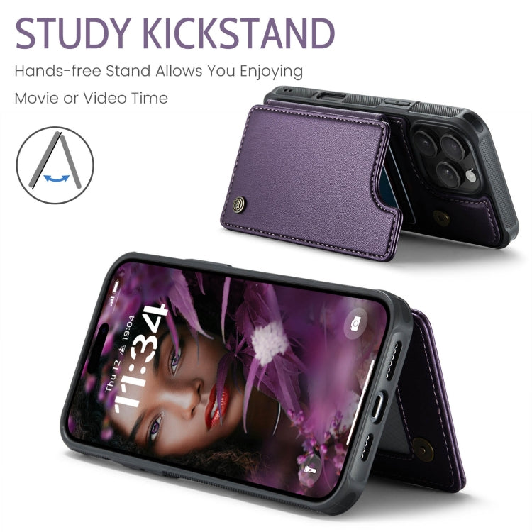 For iPhone 16 Pro CaseMe C22 Card Slots Holder RFID Anti-theft Phone Case(Purple)
