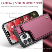 For iPhone 16 Pro CaseMe C22 Card Slots Holder RFID Anti-theft Phone Case(Red)