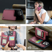 For iPhone 16 Pro CaseMe C22 Card Slots Holder RFID Anti-theft Phone Case(Red)