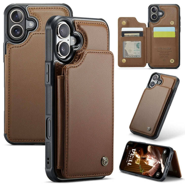 For iPhone 16 CaseMe C22 Card Slots Holder RFID Anti-theft Phone Case(Brown) - free shipping - PMC Jewellery - Order now!