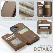For iPhone 16 CaseMe C22 Card Slots Holder RFID Anti-theft Phone Case(Brown)