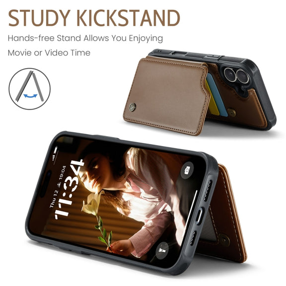 For iPhone 16 CaseMe C22 Card Slots Holder RFID Anti-theft Phone Case(Brown)
