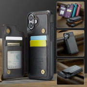 For iPhone 16 CaseMe C22 Card Slots Holder RFID Anti-theft Phone Case(Black)