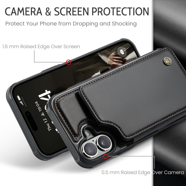 For iPhone 16 CaseMe C22 Card Slots Holder RFID Anti-theft Phone Case(Black) - free shipping - PMC Jewellery - Order now!